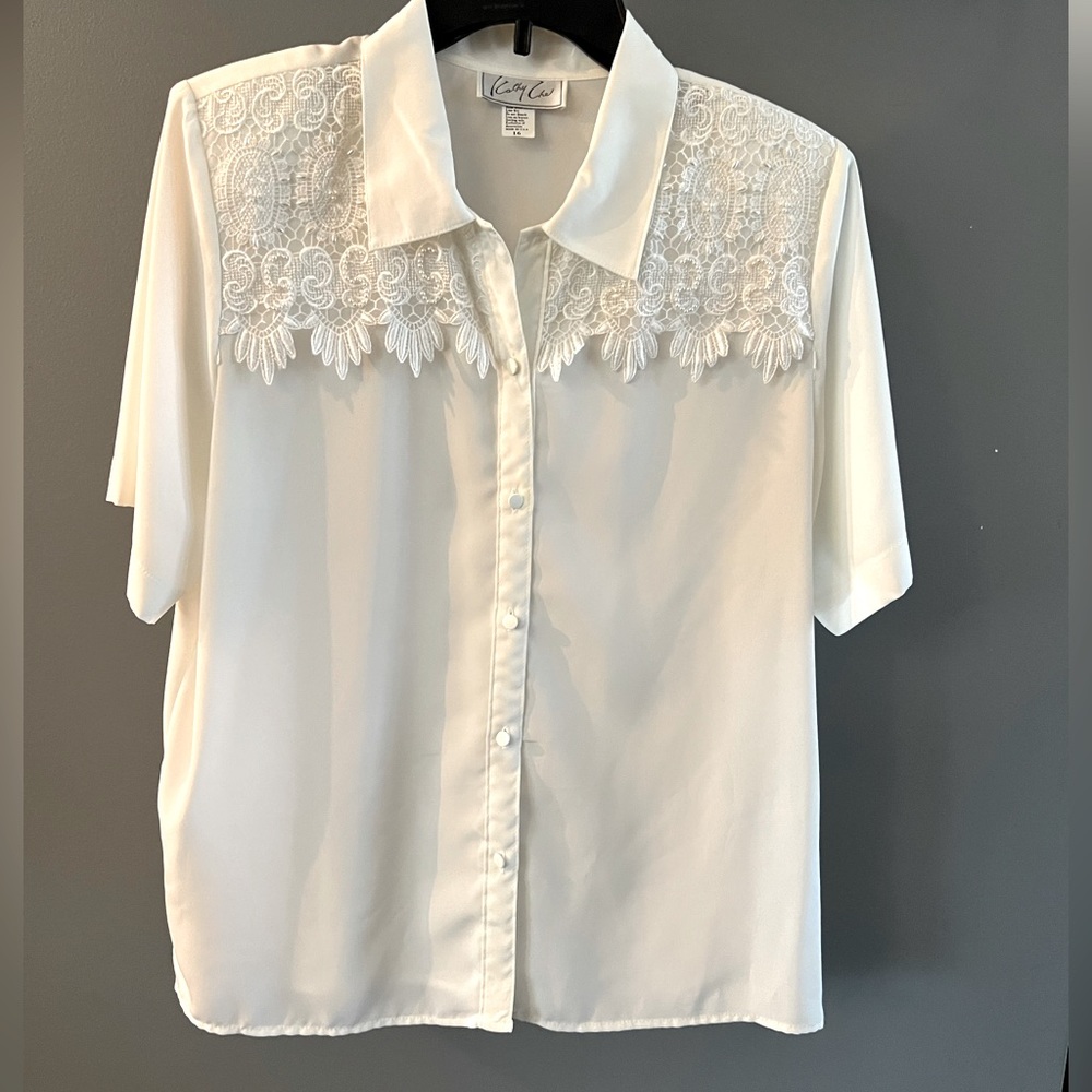 Vintage Beaded White Blouse
